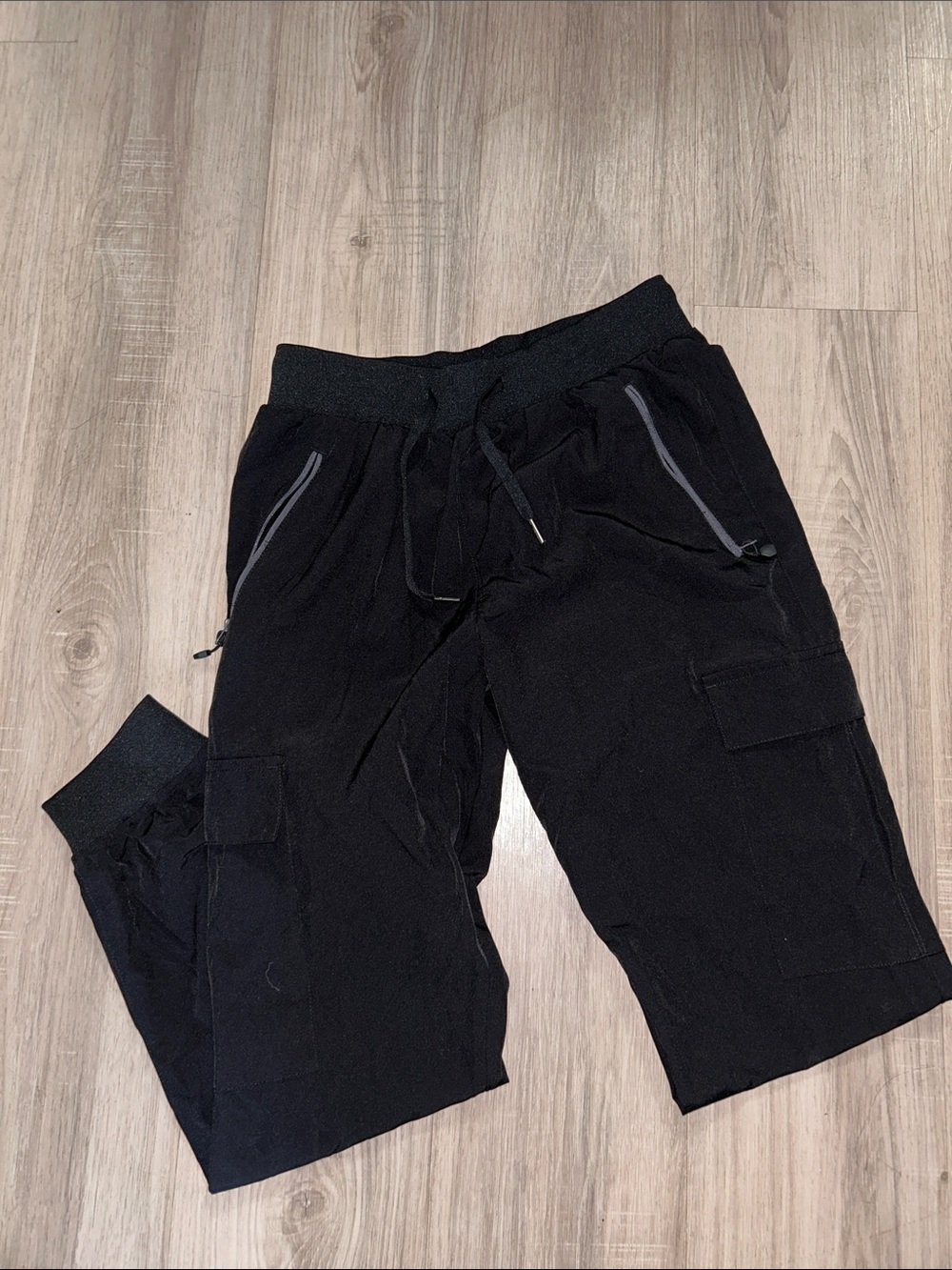 Black Cargo Jogger Pants - Comfortable Drawstring Waist